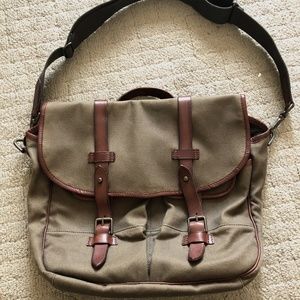 Ralph Lauren Twill & Leather Messenger Bag